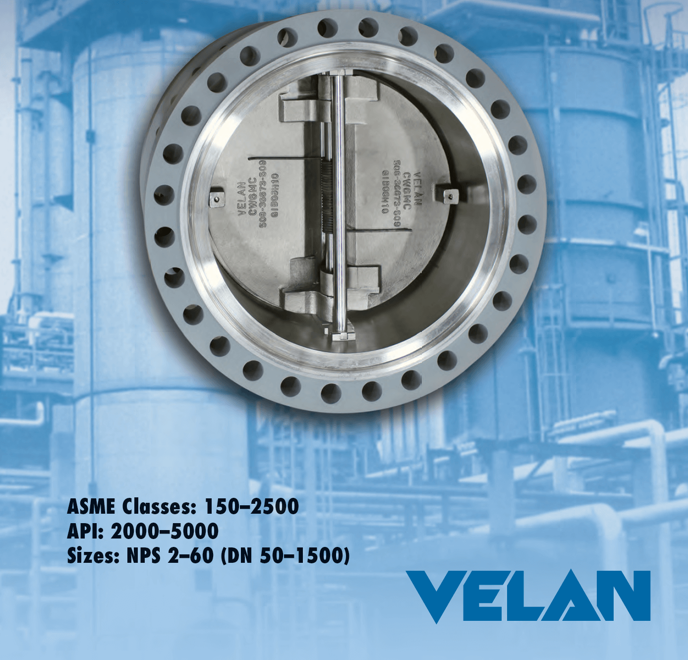 dual-plate check valve with ASME clases and sizes specified